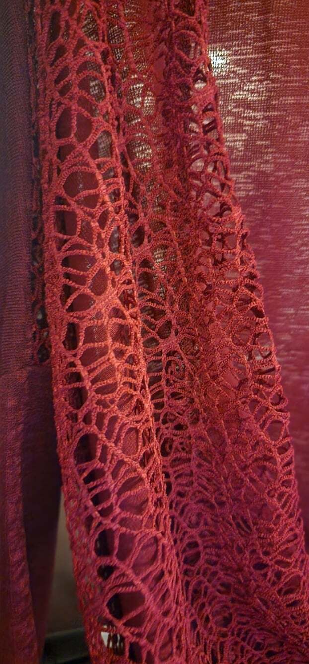 Luxe Addition Women’s Maroon Open Front Lace Knit Cardigan Medium NWT L300 - Picture 7 of 8